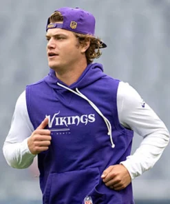 J.J. McCarthy 2026 Vikings Sideline Sleeveless Hoodie Vikings 2026 J.J. McCarthy Purple Sleeveless Hoodie