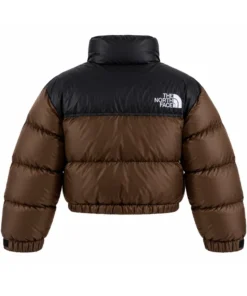 Women TNF Nuptse Brown and Black Short Jacket