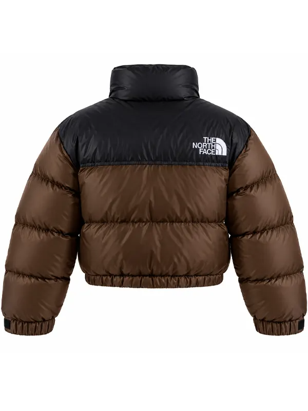 New York Yankees Star Fleece Full-Zip Hoodie Women TNF Nuptse Brown and Black Short Jacket