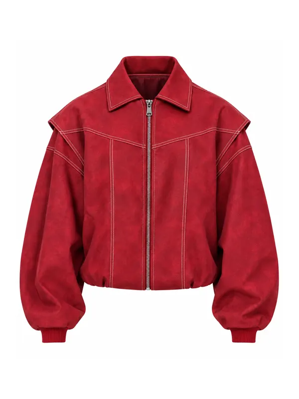 Women Oversized Bomber Jacket Women's Vista Leather Stitch Bomber Jacket