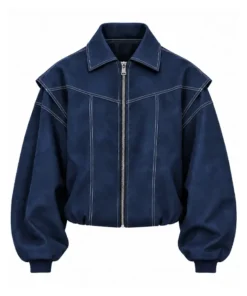 Women Oversized Bomber Jacket Women's Vista Leather Stitch Zip Up Jacket
