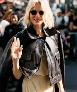 Womens Brown Leather Bomber Jacket