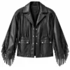 Womens Brown Leather Bomber Jacket Women’s Leather Fringe Biker Jacket