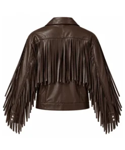 Women’s Leather Fringe Biker Jacket Women’s Leather Fringe Biker Jacket Brown